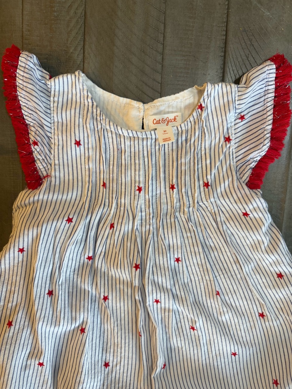 Cat & Jack White and Red Striped Star Dress July 4th